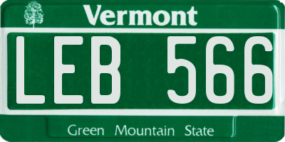 VT license plate LEB566