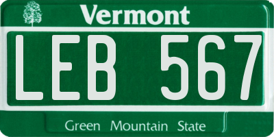 VT license plate LEB567
