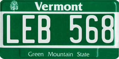 VT license plate LEB568