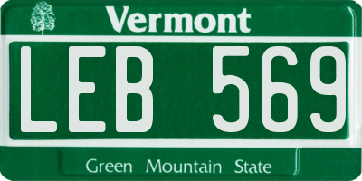 VT license plate LEB569