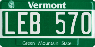 VT license plate LEB570