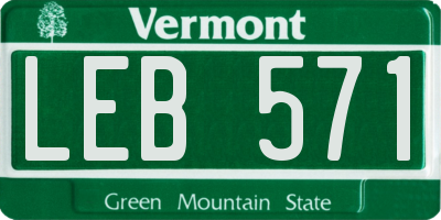 VT license plate LEB571