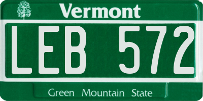 VT license plate LEB572