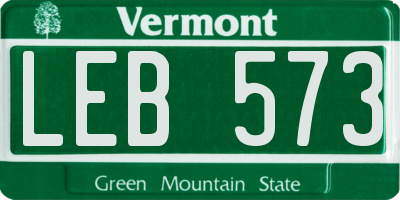 VT license plate LEB573