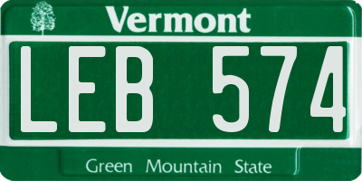 VT license plate LEB574
