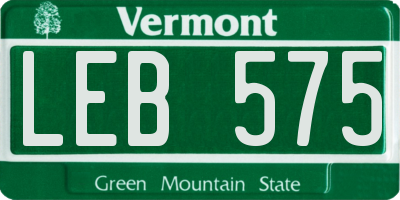 VT license plate LEB575