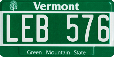 VT license plate LEB576