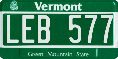 VT license plate LEB577