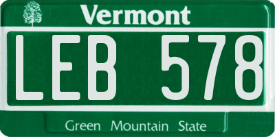 VT license plate LEB578