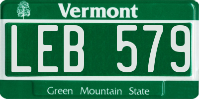 VT license plate LEB579