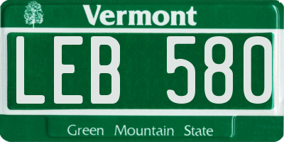 VT license plate LEB580
