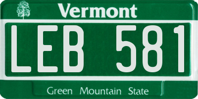 VT license plate LEB581