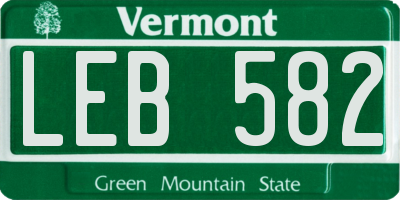 VT license plate LEB582