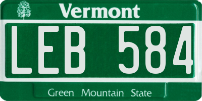 VT license plate LEB584