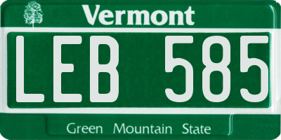 VT license plate LEB585