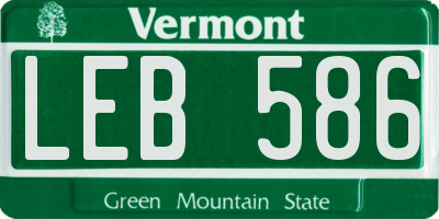 VT license plate LEB586