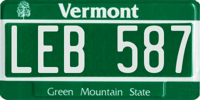 VT license plate LEB587