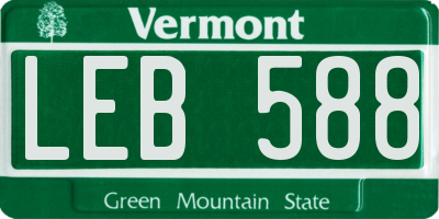 VT license plate LEB588