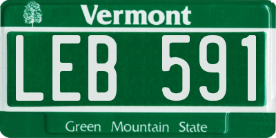 VT license plate LEB591