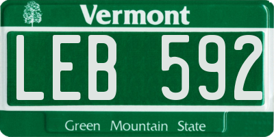VT license plate LEB592