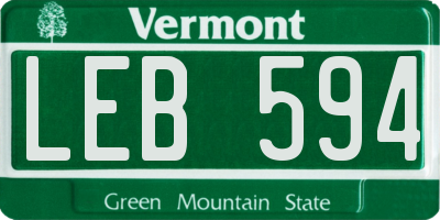 VT license plate LEB594