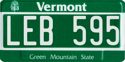 VT license plate LEB595