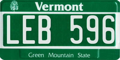 VT license plate LEB596