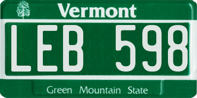 VT license plate LEB598