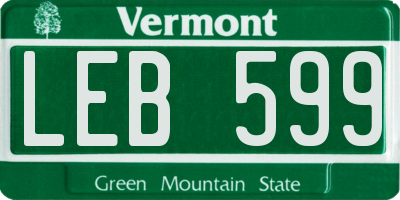 VT license plate LEB599