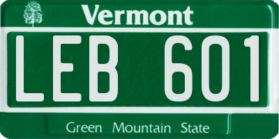 VT license plate LEB601