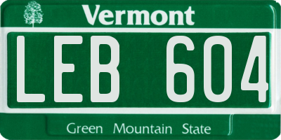 VT license plate LEB604