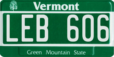 VT license plate LEB606