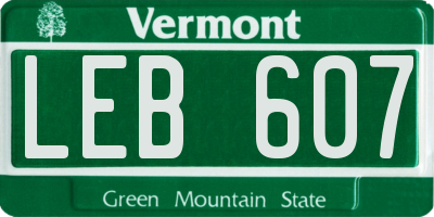 VT license plate LEB607