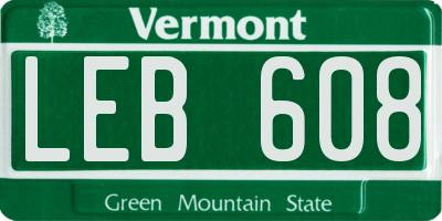 VT license plate LEB608