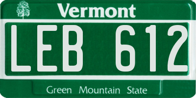 VT license plate LEB612