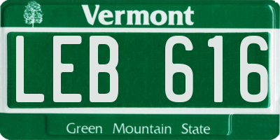 VT license plate LEB616