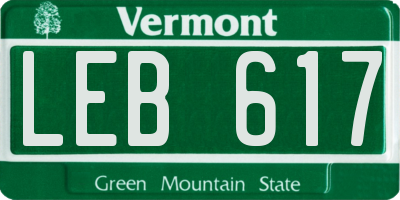 VT license plate LEB617