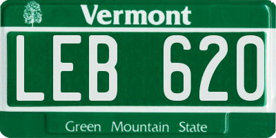 VT license plate LEB620