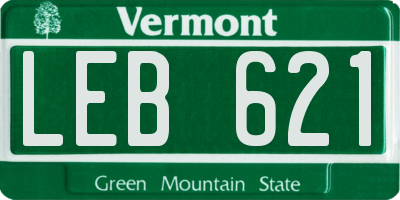 VT license plate LEB621