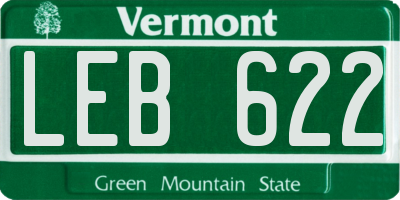 VT license plate LEB622