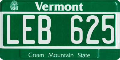 VT license plate LEB625