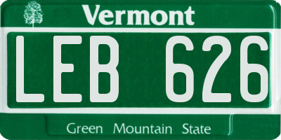 VT license plate LEB626