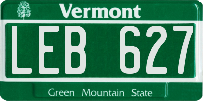 VT license plate LEB627