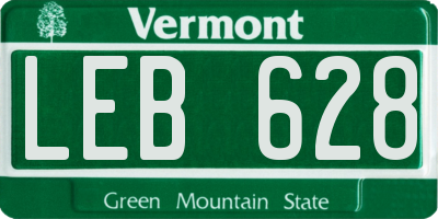 VT license plate LEB628