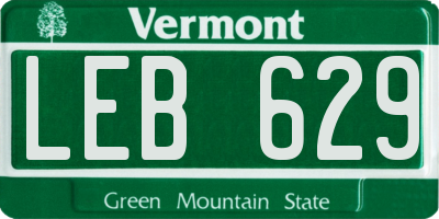 VT license plate LEB629