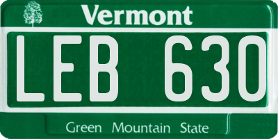 VT license plate LEB630