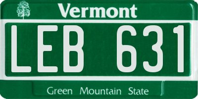 VT license plate LEB631