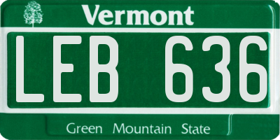 VT license plate LEB636