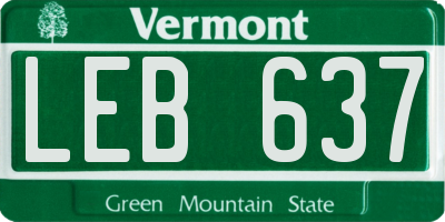 VT license plate LEB637