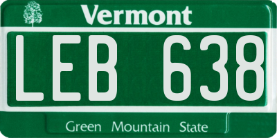 VT license plate LEB638